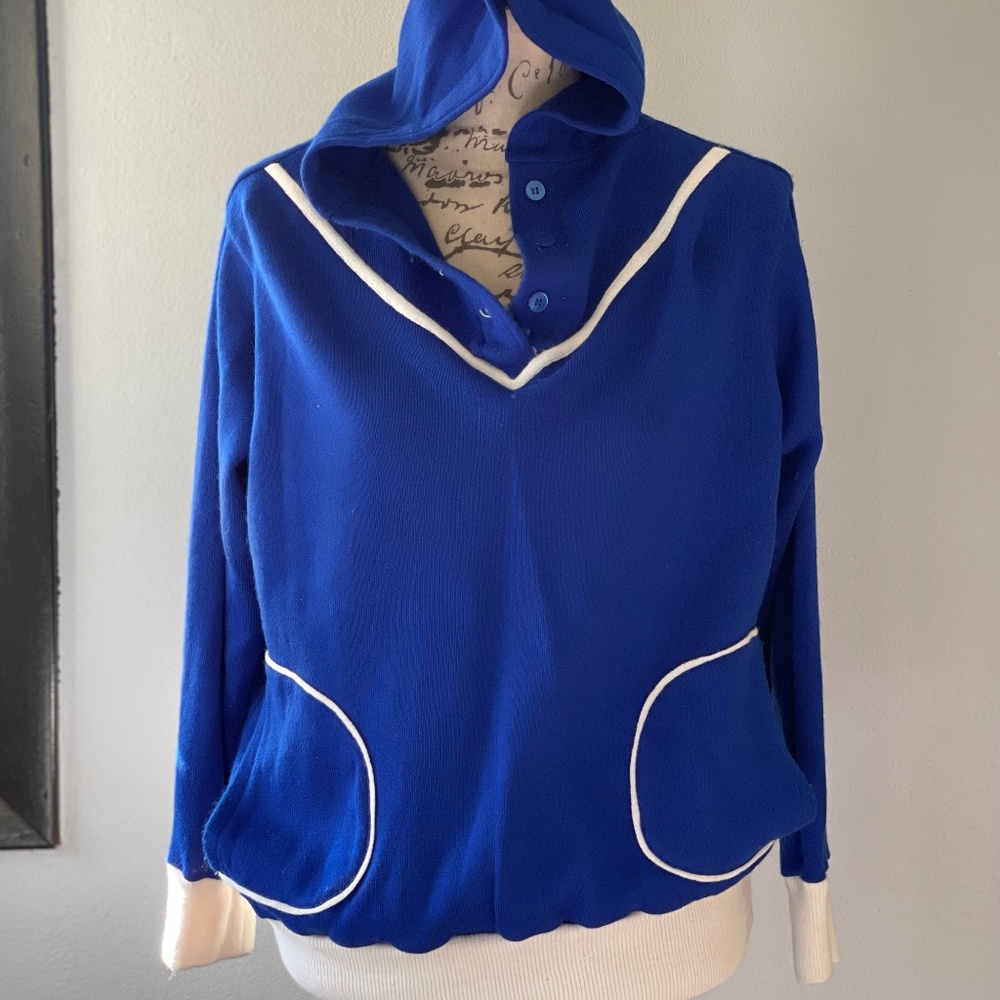 Blue and White Vintage Fleece Sweatshirt